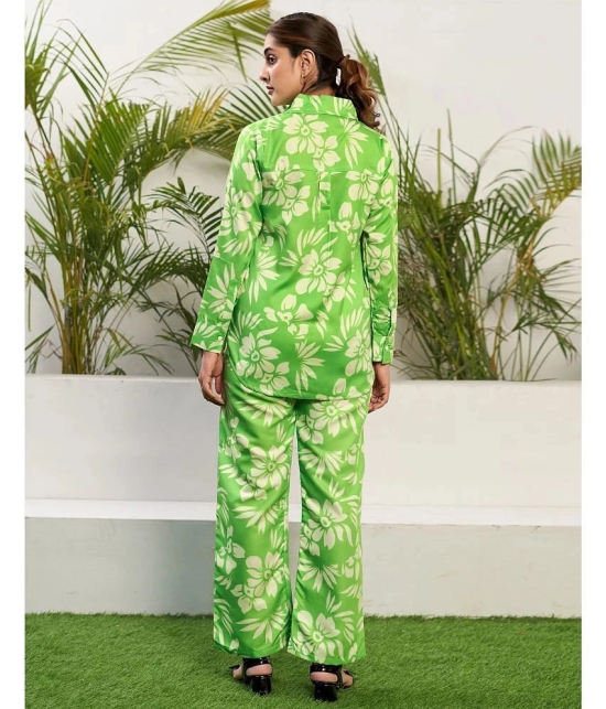 Selvia Lime Green Printed Pant Top Set - None