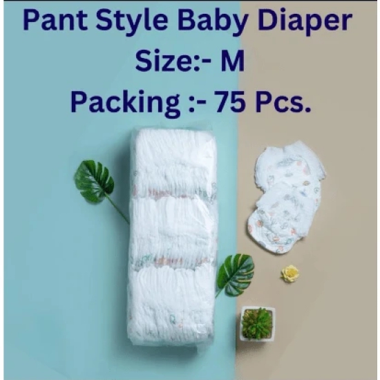 Baby Diaper 75 pcs - M (Baby Wipes 80 pcs Free)