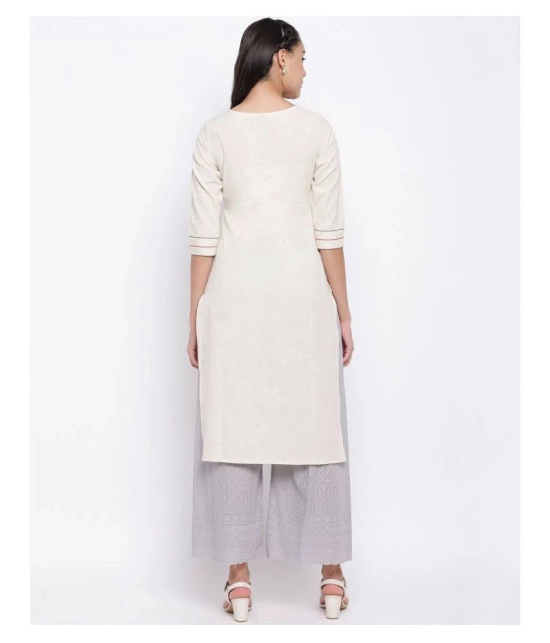 Vbuyz - Off White Cotton Womens Straight Kurti ( Pack of 1 ) - XXL