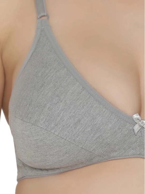 Clovia Poly Cotton Plunge Bra - Grey - None