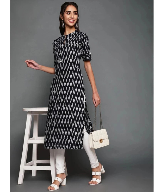 Antaran Cotton Striped Straight Womens Kurti - Black ( Pack of 1 ) - None