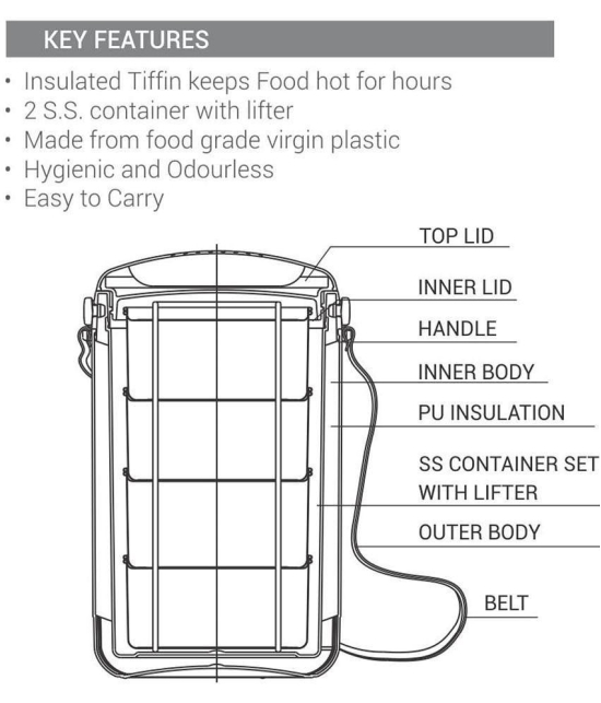 Milton - Stainless Steel Lunch Box 4 - Container ( Pack of 1 )