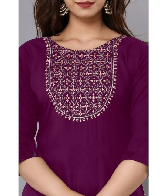 JASH CREATION - Magenta Rayon Womens Straight Kurti ( Pack of 1 ) - None