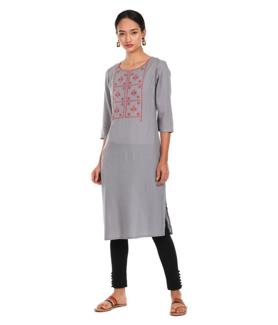 Karigari - Grey Cotton Women's Straight Kurti ( Pack of 1 ) - S