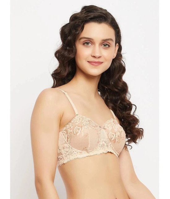 Clovia Pack of 1 Lace Heavily Padded Womens Balconette Bra ( Beige ) - None