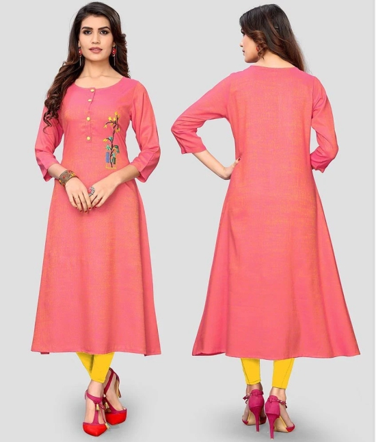 Vbuyz - Pink Rayon Womens A-line Kurti ( Pack of 1 ) - XXL