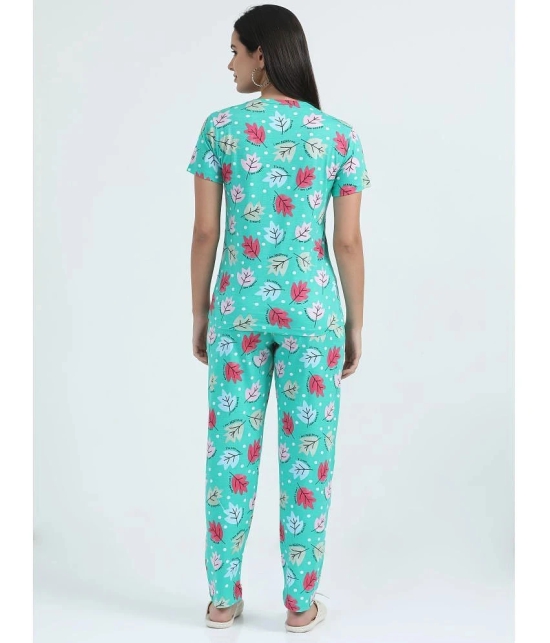 JILZ Mint Green Cotton Womens Nightwear Nightsuit Sets ( Pack of 1 ) - None