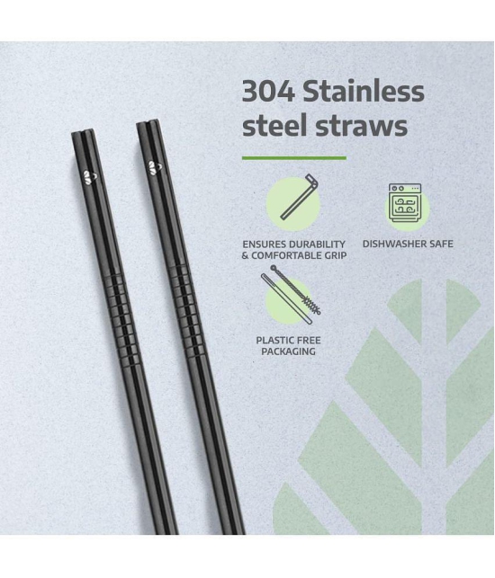 Rusabl Stainless Steel Black Straws - Black