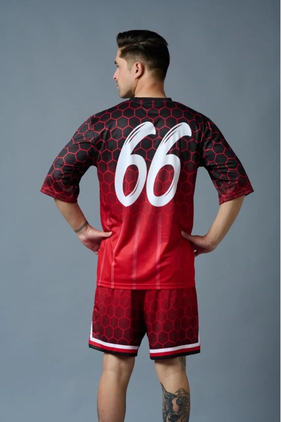 Go Devil 66 (in White) Printed Polyester Red Gradient Co-ord Set for Men 5XL