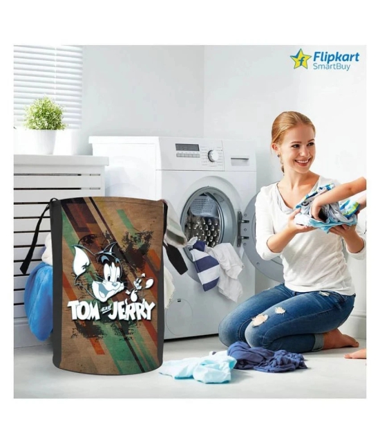 Tom & Jerry Folding Laundry Basket for Clothes with Handle, Toys Organiser, 45 Litre, (Pack of 1),Multi