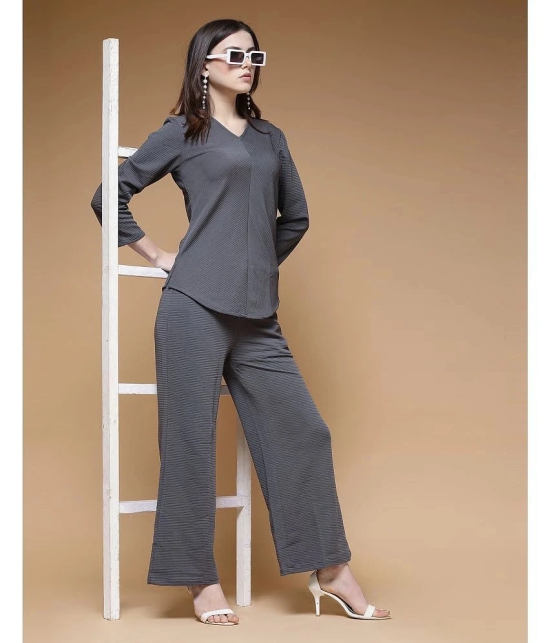 Selvia Grey Dyed Palazzo Top Set - None