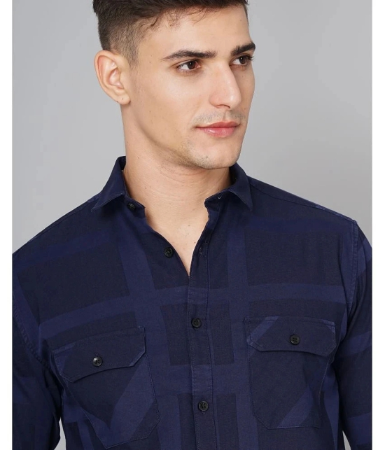 Paul Street - Navy Blue 100% Cotton Slim Fit Mens Casual Shirt ( Pack of 1 ) - None