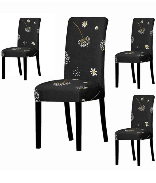 House Of Quirk 1 Seater Polyester Chair Cover ( Pack of 4 ) - Black