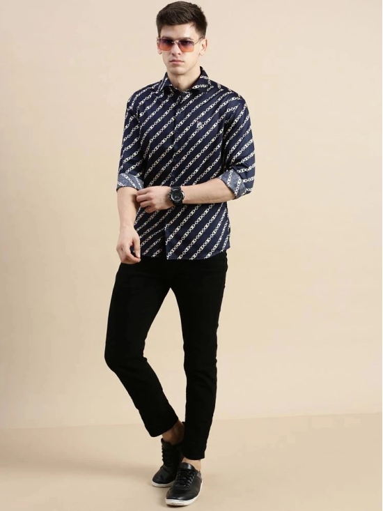 Showoff Satin Regular Fit Printed Full Sleeves Mens Casual Shirt - Navy Blue ( Pack of 1 ) - None