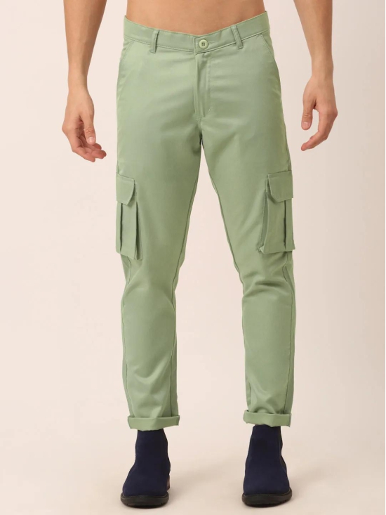 Indian Needle Mens Casual Cotton Solid Cargo Pants-32 / Green