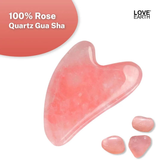 Love Earth Rose Quartz Gua Sha Face Shaping Tool With Rose Quartz Crystal For Lift & Firm Skin, Reduces Lines & Dark Circles