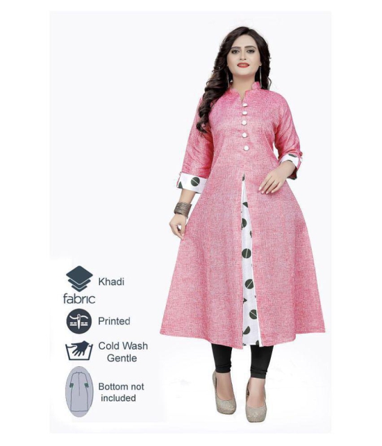 Rangrasiya - Pink Cotton Blend Women's Flared Kurti - XXL