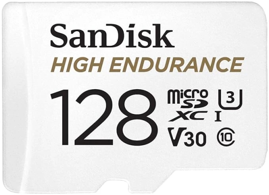 SanDisk 128GB High Endurance Video MicroSDXC Card with Adapter for Dash Cam and Home Monitoring Surveillance Systems - C10, U3, V30, 4K UHD, Micro SD Card - SDSQQNR-128G-GN6IA