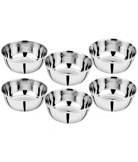 7 Star Traders Stainless Steel Serving Bowl 250 mL ( Set of 6 ) - Silver