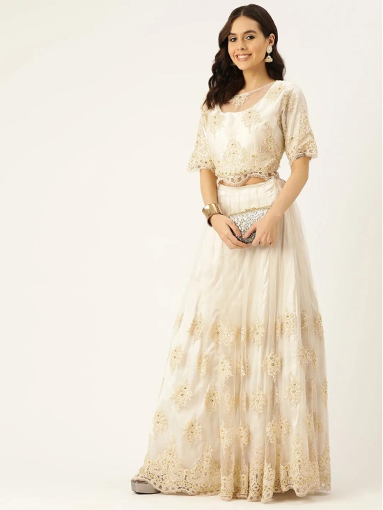 Designer Off White Net Lehenga-XL