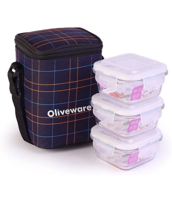 Oliveware - Glass Lunch Box 3 - Container ( Pack of 1 )