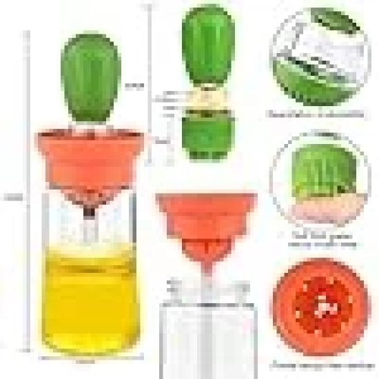 KATHIYAWADI 2in 1 Glass Olive Oil Dispenser Bottle With Silicone Brush Droper Silicone Dropper Measuring Oil Dispenser Bottle for Kitchen Cooking Baking and BBQ Red (180 ml)