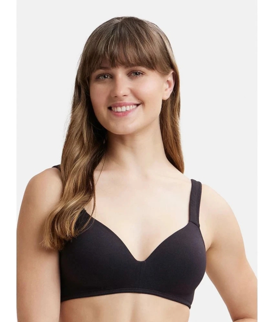 Jockey FE57 Wirefree Padded Super Combed Cotton Elastane Full Coverage Lounge Bra - Black - None