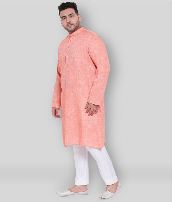 Hangup - Orange Linen Regular Fit Mens Kurta Pyjama Set ( Pack of 1 ) - None