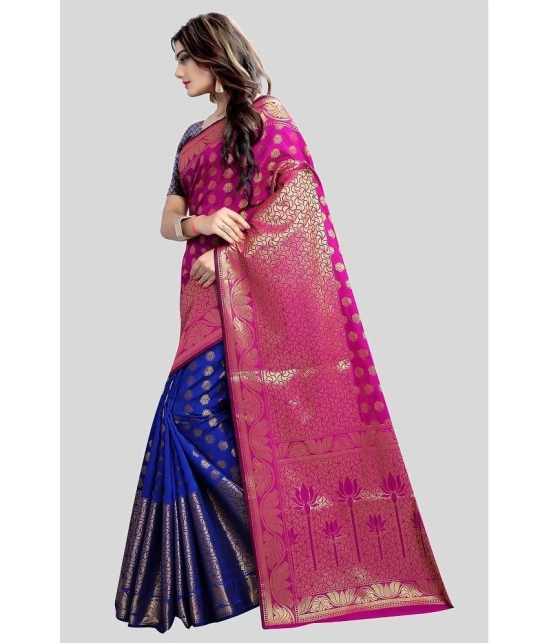 Gazal Fashions - Pink Banarasi Silk Saree With Blouse Piece ( Pack of 1 ) - Pink