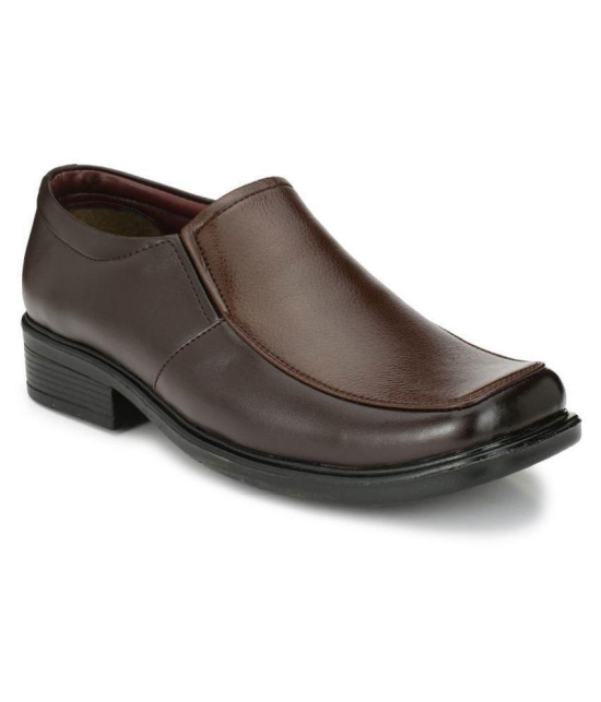 Leeport Slip On Artificial Leather Brown Formal Shoes - None