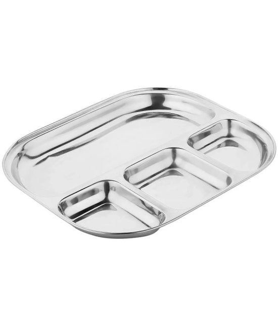 Dynore 6 Pcs Stainless Steel Silver Partition Plate - Silver