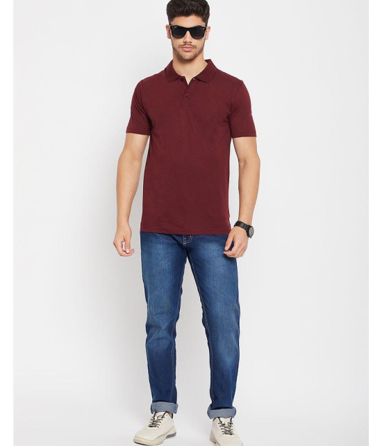 UNIBERRY Cotton Regular Fit Solid Half Sleeves Mens Polo T Shirt - Maroon ( Pack of 1 ) - None