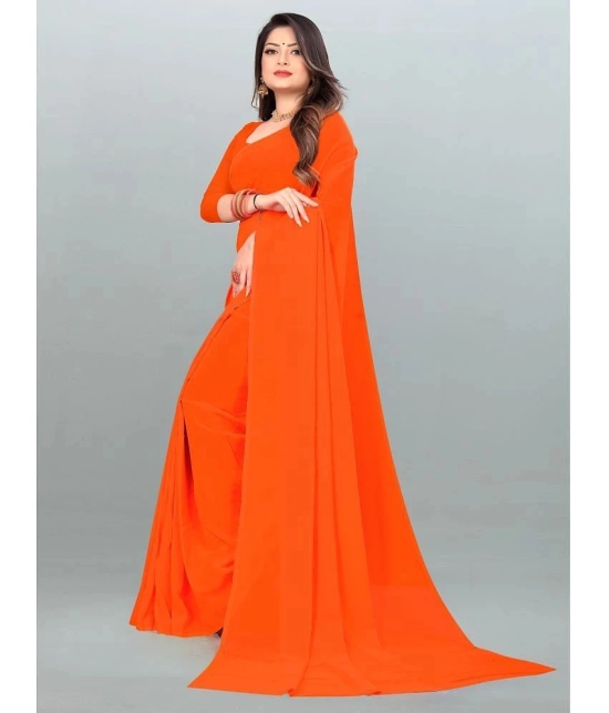 ANAND SAREES - Orange Georgette Saree With Blouse Piece ( Pack of 1 ) - Orange