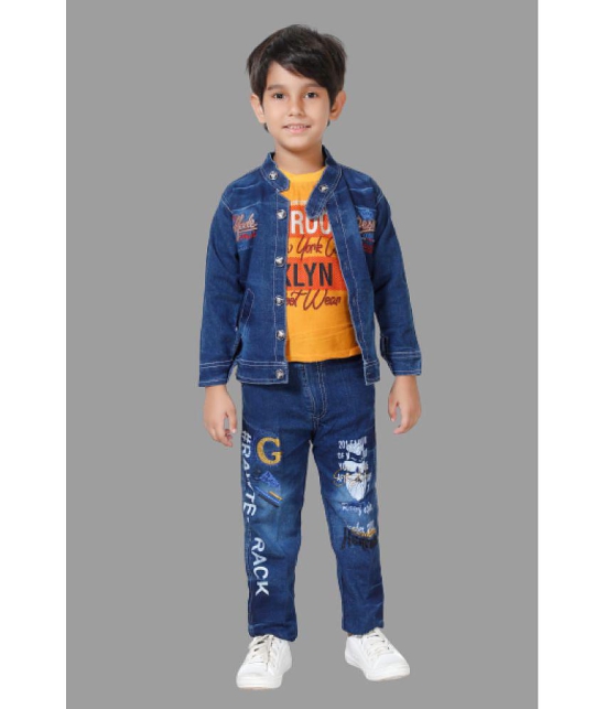 DKGF Fashion - Mustard Cotton Blend Boys T-Shirt & Jeans ( Pack of 1 ) - None