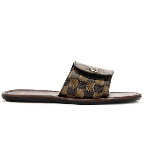 Buxton Brown Mens Slide Flip Flop - None