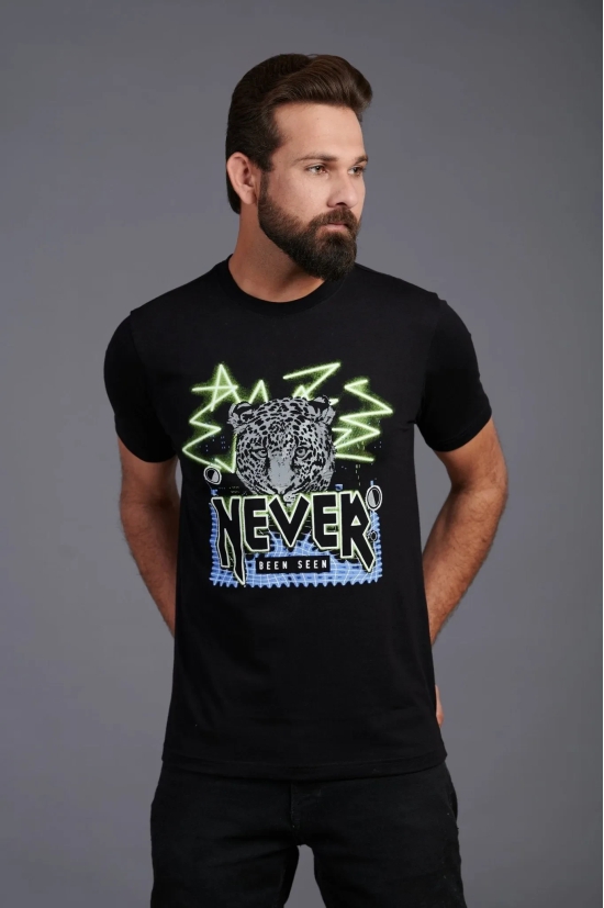 Never Been Seen Printed Black T-Shirt for Men S