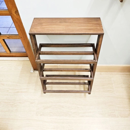 BARISH - Shoe Rack Simple, Handcrafted Rubberwood Shoe Rack, Shoe Rack for Home, Hall, Office