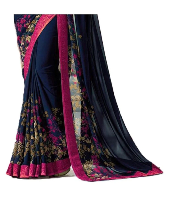 Gazal Fashions - Blue Georgette Saree With Blouse Piece (Pack of 1)