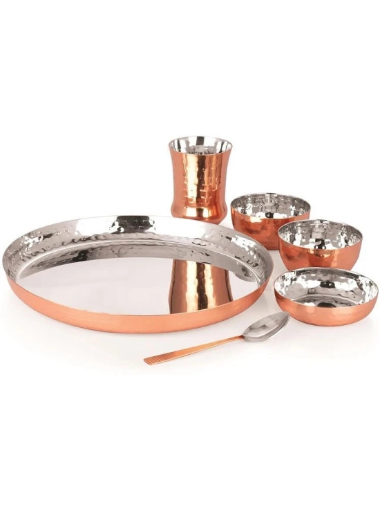 Dynore 6 pc Hammered Dinner Set Plain Stainless Steel Dinner Set ( Pack of 6 ) Gold - Gold