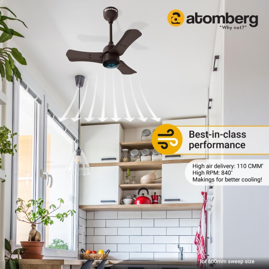 Atomberg Renesa+ 600mm BLDC motor Energy Saving Ceiling Fan with Remote Control | Earth Brown