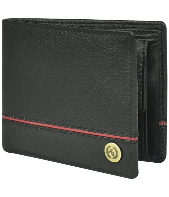 Ajanta Black 100% Leather Mens Regular Wallet ( Pack of 1 ) - Black