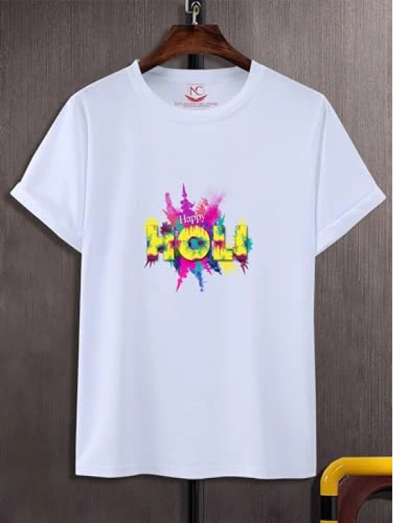 NITYANAND CREATIONS Round Neck White Holi T-Shirt for MEN-HOLI-T-SHIRT-11535-XL