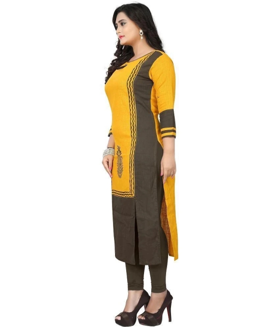 Vbuyz - Yellow Cotton Womens Front Slit Kurti ( Pack of 1 ) - None