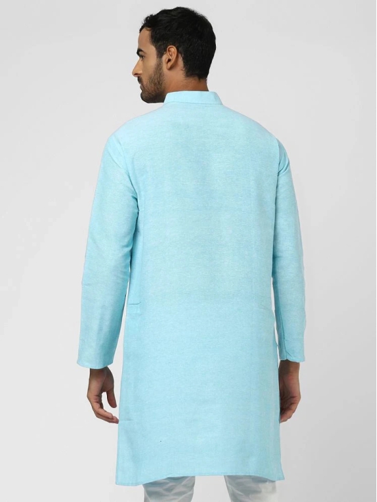 DESHBANDHU DBK - Turquoise Cotton Blend Mens Regular Kurta ( Pack of 1 ) - None