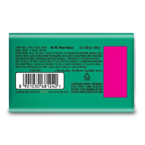 Lux Fresh Splash Water Lily & Cooling Mint Soap Bar, For Refreshed Fragrant Skin, 150 G Each (Pack Of 3)