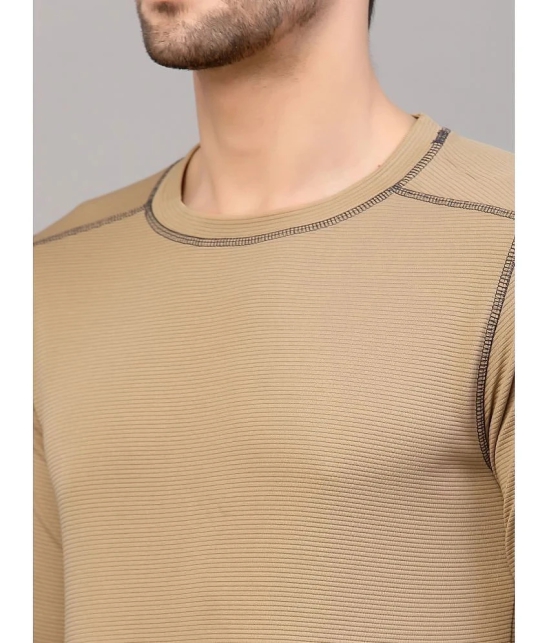 Rigo Polyester Slim Fit Self Design Full Sleeves Mens T-Shirt - Beige ( Pack of 1 ) - None