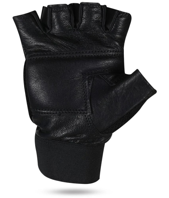 Aivin Compact Unisex Leather Gym Gloves For Professional Fitness Training and Workout With Half-Finger Length - One Size