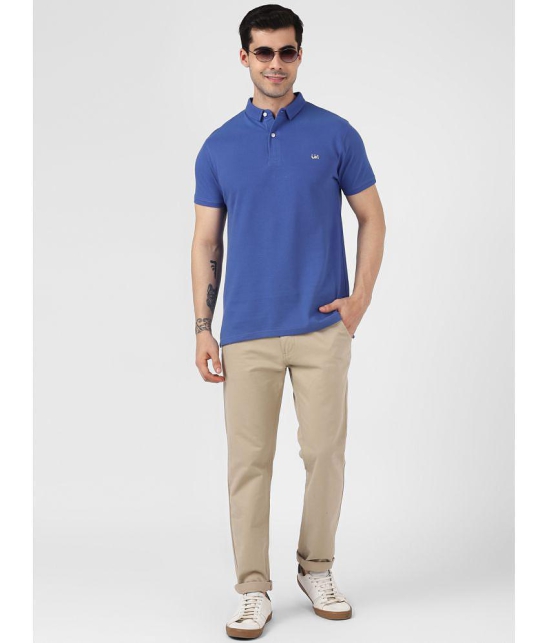 UrbanMark Men 100% Cotton Half Sleeves Regular Fit Solid Polo T Shirt-Blue - None