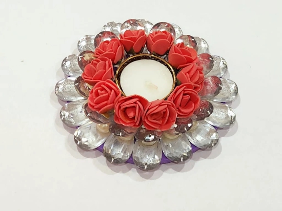 Red Flower Floating Candle Holder