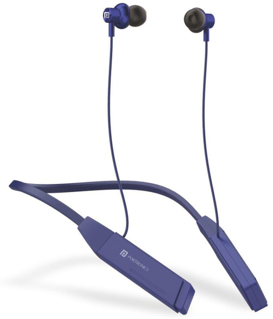 Portronics HARMONICS Z2 Neckband Wired With Mic Headphones/Earphones Blue